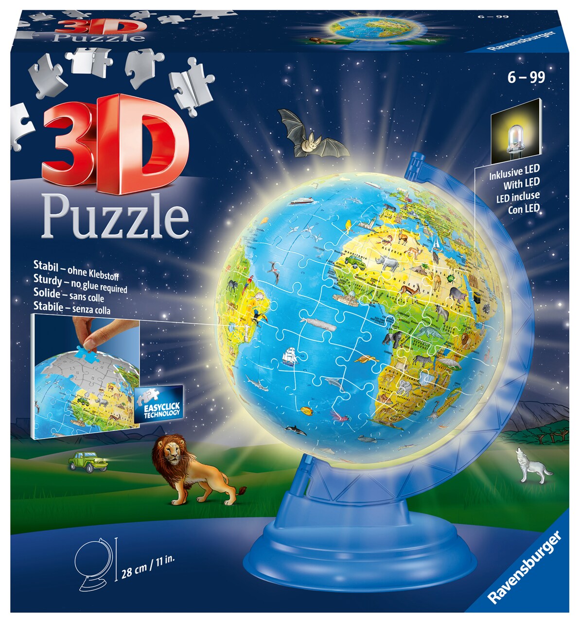 Ravensburger Children’s Globe Puzzle-Ball with Light 180pcs 3D Jigsaw Puzzle